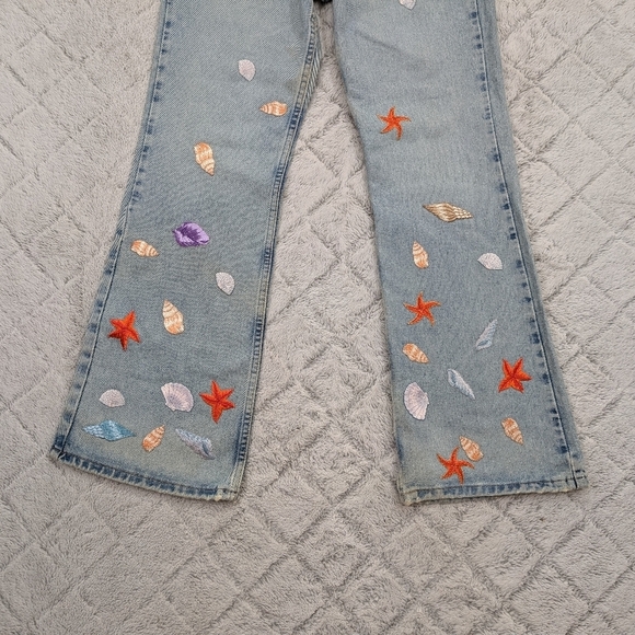 Vintage Tommy Hilfiger Jeans Womens 10 Blue Flare Embroidery Patches 90’s Retro - Picture 3 of 12